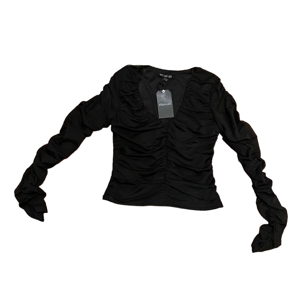 Stella Luce black crop dressy top NWT